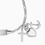 Engelsrufer Children's Bracelet - Silver with Cross, Hearts, and Anchor Pendants