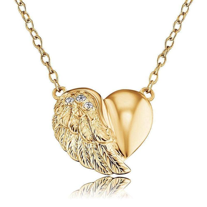 Engelsrufer CZ Gold Heart wing Necklace