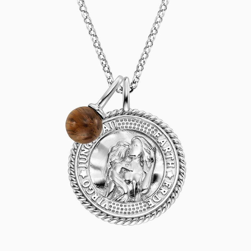 Engelsrufer Silver Virgo Tiger Eye With CZ Necklace